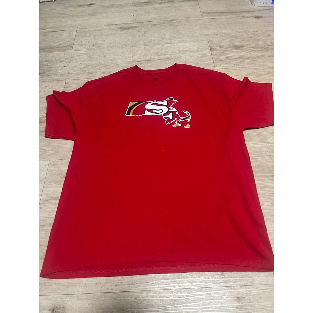 San Francisco 49ers Massachusetts T-Shirt Hanes XL NFL Football Red Rare‎